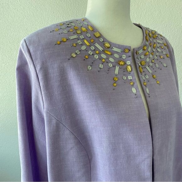 Alfred Dunner Woman’s Open Front Jacket Lilac Beaded SZ 14 - Picture 4 of 15